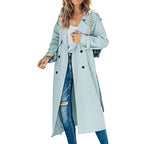 Damen eleganter Trenchcoat mit doppelt Reihe Knopfverschluss und Taillengürtel R&B