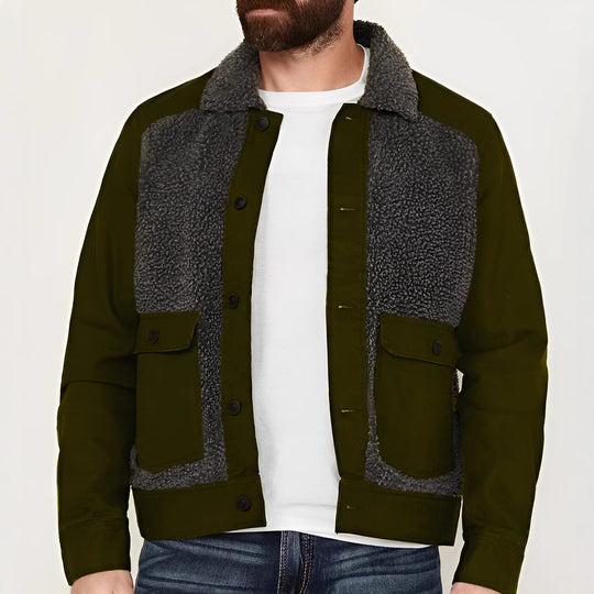Herren lässige Fleece-Jacke mit strukturiertem Kragen R&B