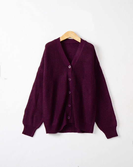 Damen Strickjacke mit strukturiertem Muster und praktischen Knopfdetails R&B