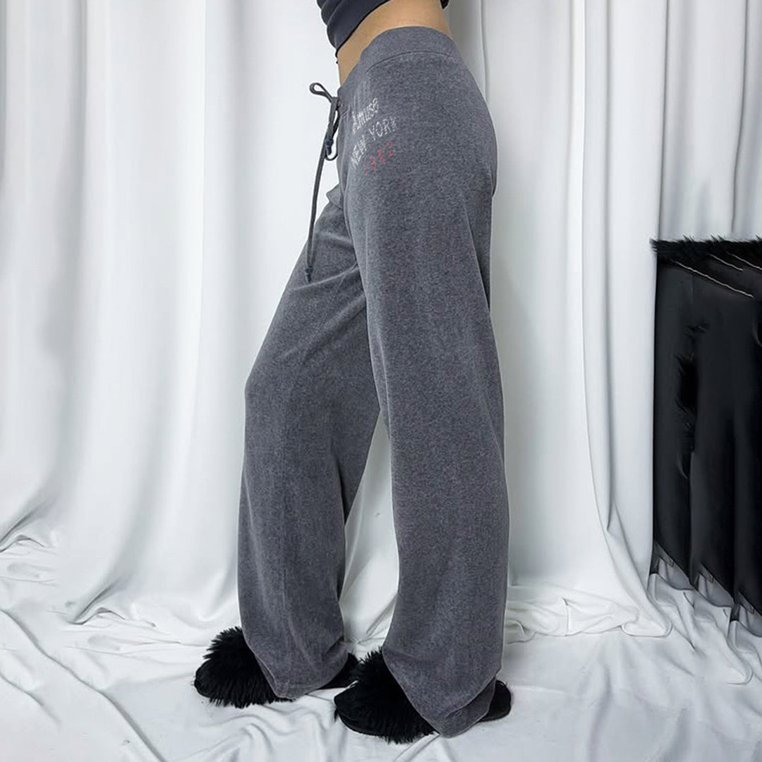 Damen Flared Sweatpants mit verstellbarem Bund und stylischem Schriftzug R&B