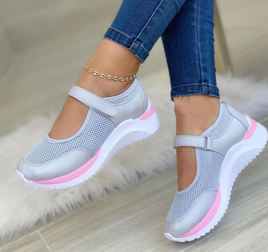 Damen bequeme Mesh-Sneakers mit Klettverschluss R&B