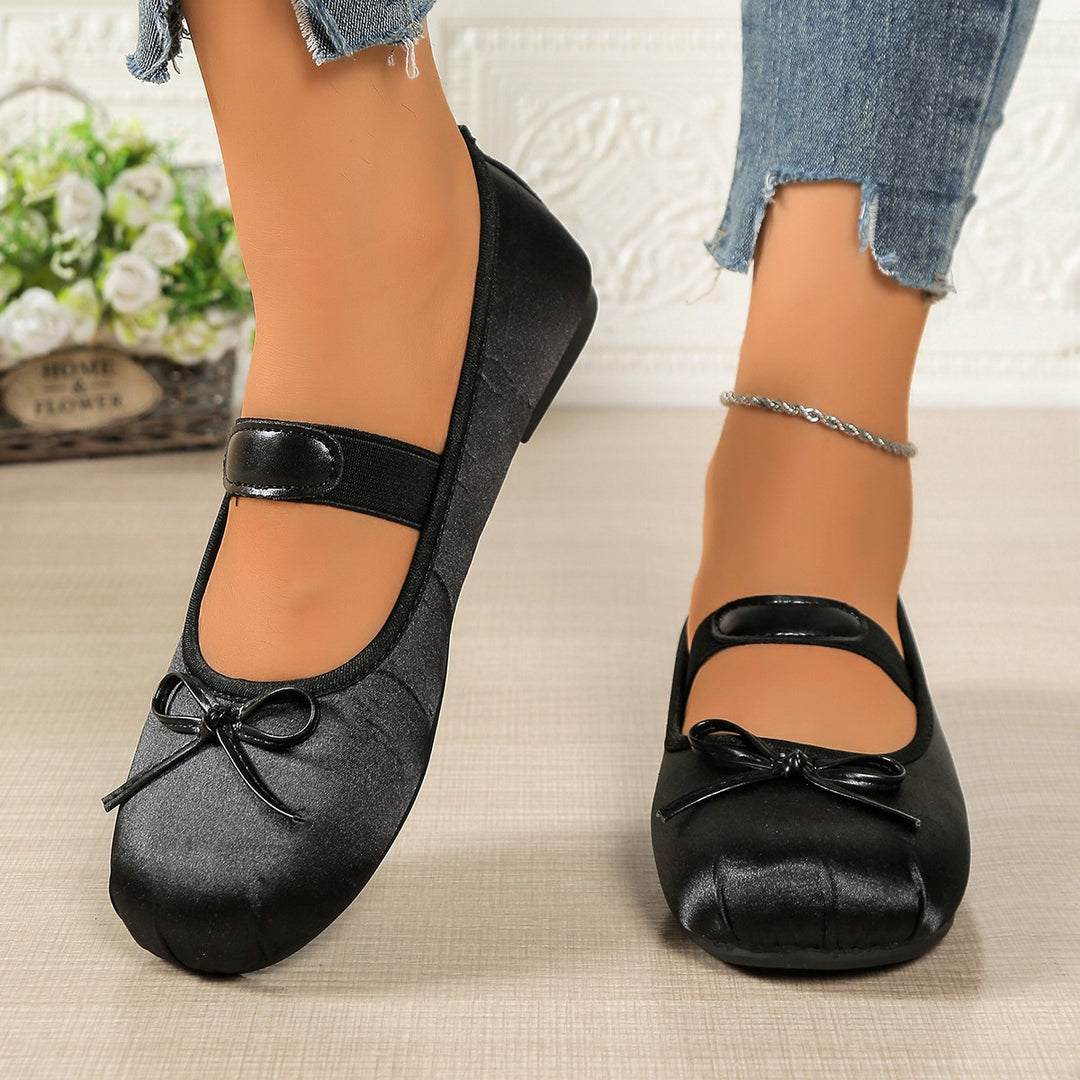 Damen Ballerinas mit elastischem Riemen und dekorativem Schleifen-Detail R&B