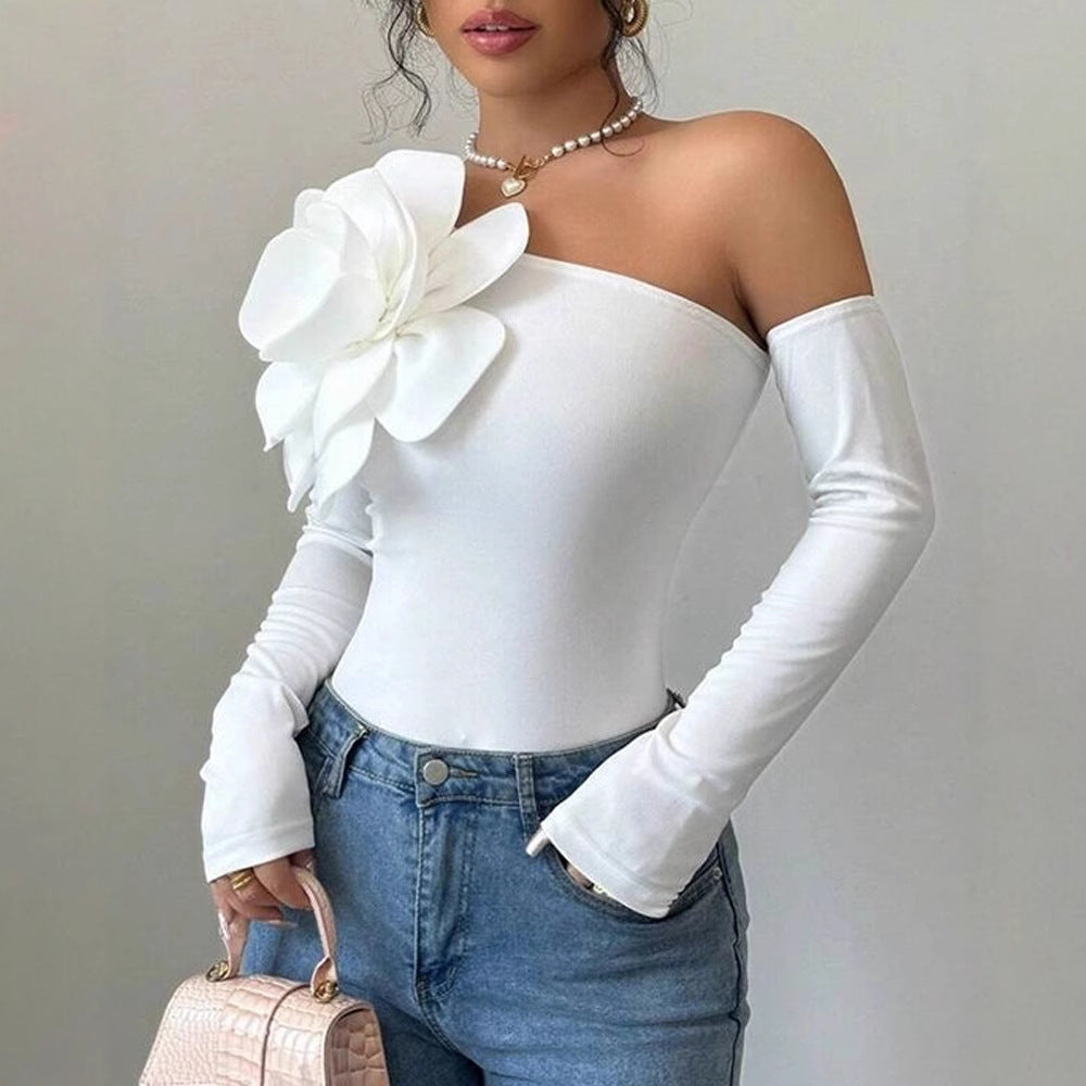 Damen Body mit eleganter Bloom-Applikation und langem Arm R&B