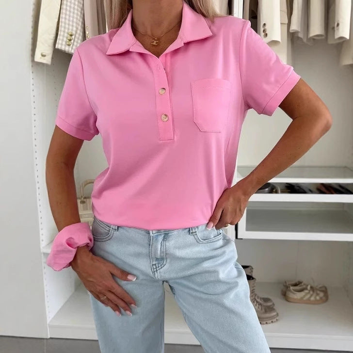 Damen Poloshirt mit Knopfleiste und Brusttasche R&B