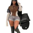 Damen Strickjacke mit modischem Schnitt und kontrastierenden Ärmeln R&B