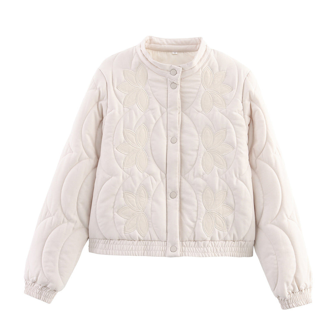 Damen gesteppte Jacke mit floralem Design und elastischen Bündchen R&B