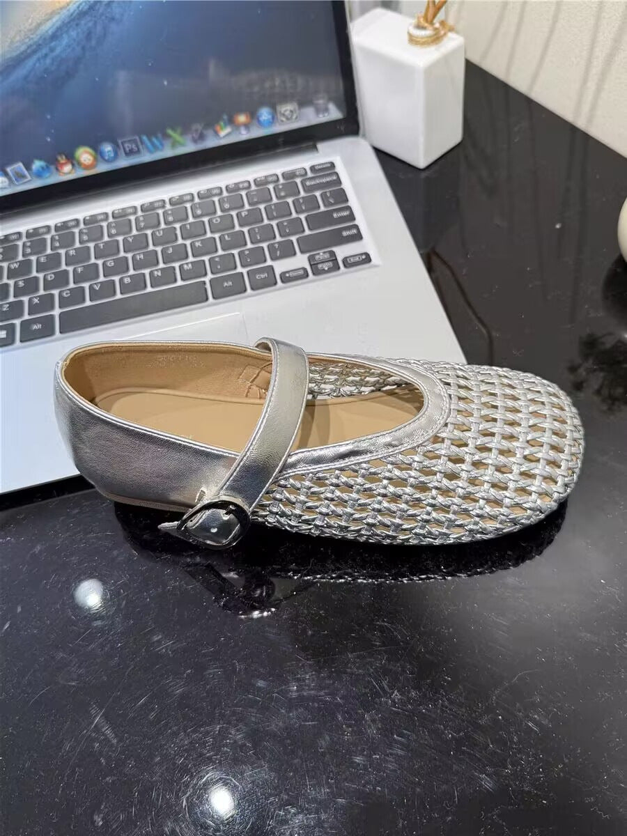 Damen Glamouröse Ballerinas mit dekorativen Riemen und geschmeidigem Obermaterial R&B