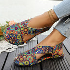 Damen Offene Sandalen mit floralem Muster und bequemem Fußbett R&B
