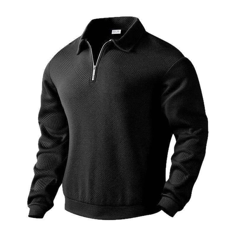 Herren Sweatpullover mit halblangem Reißverschluss und strukturiertem GewR&Be R&B