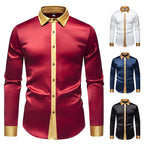 Herren Elegantes Langarmhemd mit Satin-Details R&B