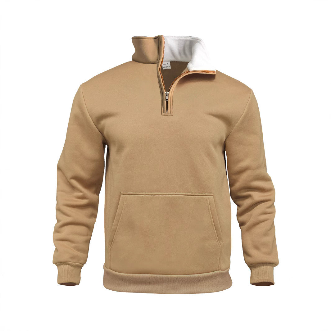 Herren sportlicher Kapuzenpullover mit halbem Reißverschluss und praktischer Kängurutasche R&B