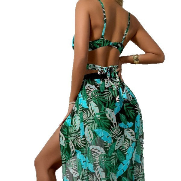 Damen Zweiteiler Bademode mit hohem Beinausschnitt und floralem Design R&B