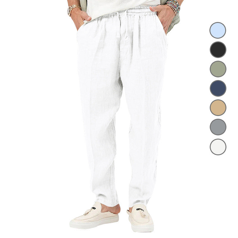 Herren Leichte Leinenhose mit elastischem Bund und praktischen Eingrifftaschen R&B