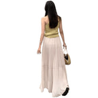 Damen Falten Maxi Rock