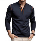 Herren Langarmshirt mit Knopfleiste und Brusttasche R&B