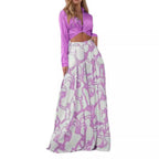 Damen elegantes Wickeloberteil mit langem Ärmel und Maxi-Rock R&B