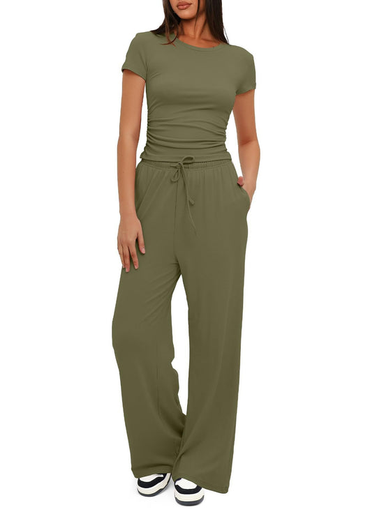 Damen Lässiges Lounge-Set mit weitem Oberteil und bequemen Hosen R&B