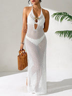 Damen eleganter Cropped-Strandüberwurf aus Netzmaterial R&B
