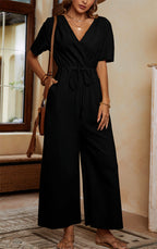 Damen Lässiger Jumpsuit mit hohem Bund und praktischen Taschen R&B