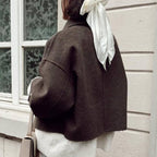 Damen oversized Wolljacke mit elegantem Kragen R&B