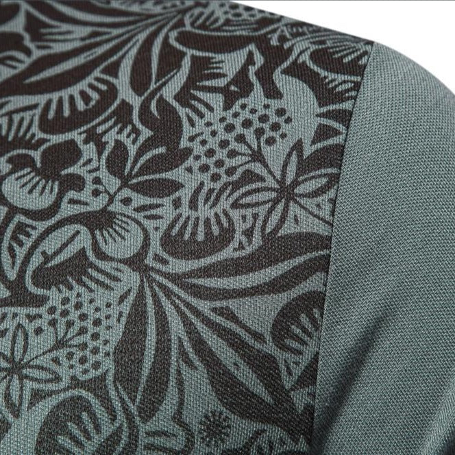 Herren Poloshirt mit floralen Ornamenten und klassischem Kragen