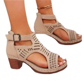 Damen Elegante Hochhackige Sandalen mit perforiertem Riemendesign R&B