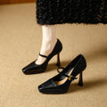 Damen elegante Mary Jane Pumps mit luxuriösem Glanz und modischem Riemendesign