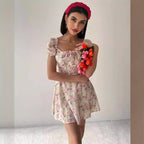 Damen romantisches Blumenkleid R&B