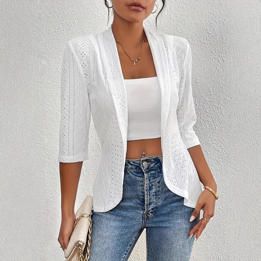 Damen Blazerjacke mit Lochmuster und lässigem Schnitt R&B