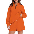 Damen Freizeit-Loungewear-Set mit halbem Reißverschluss und praktischen Taschen R&B
