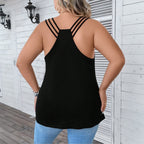 Damen lässiges Tanktop mit dekorativen Trägerdetails und asymmetrischem Saum R&B