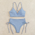 Damen Zweiteiliger Bikini mit verstellbaren Schnürungen und rückseitigem Kreuz-Träger R&B