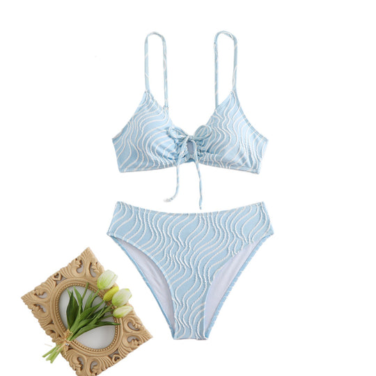Damen Zweiteiliger Bikini mit verspieltem Wellenmuster R&B