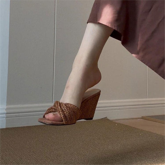Damen elegante Mules mit geflochtenem Design R&B