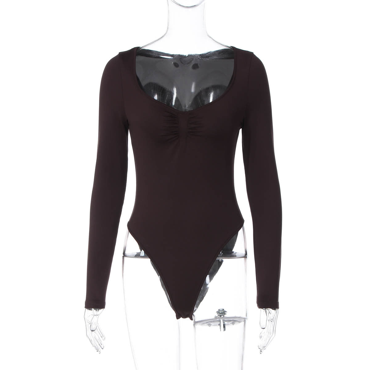 Damen Langarm-Bodysuit mit elegantem Raffungseffekt R&B