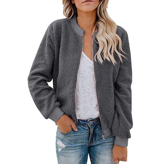 Damen Fleece Bomberjacke mit Stehkragen R&B