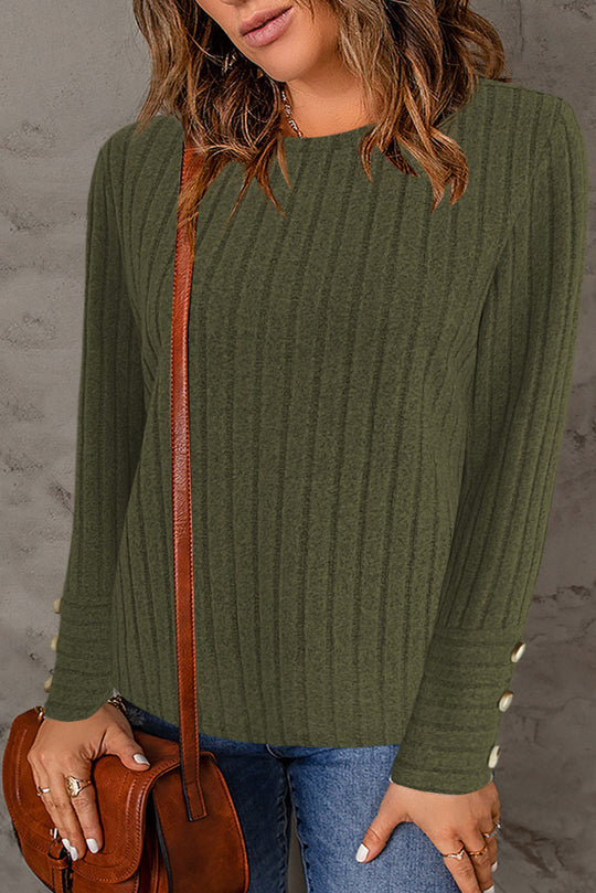 Damen Feinstrickpullover mit eleganter Rippenstruktur und Knopfdetails R&B
