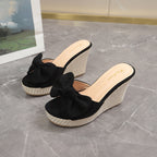 Damen Wedge-Pantoletten mit kreativem Schleifen-Design und verstellbarem Riemen R&B