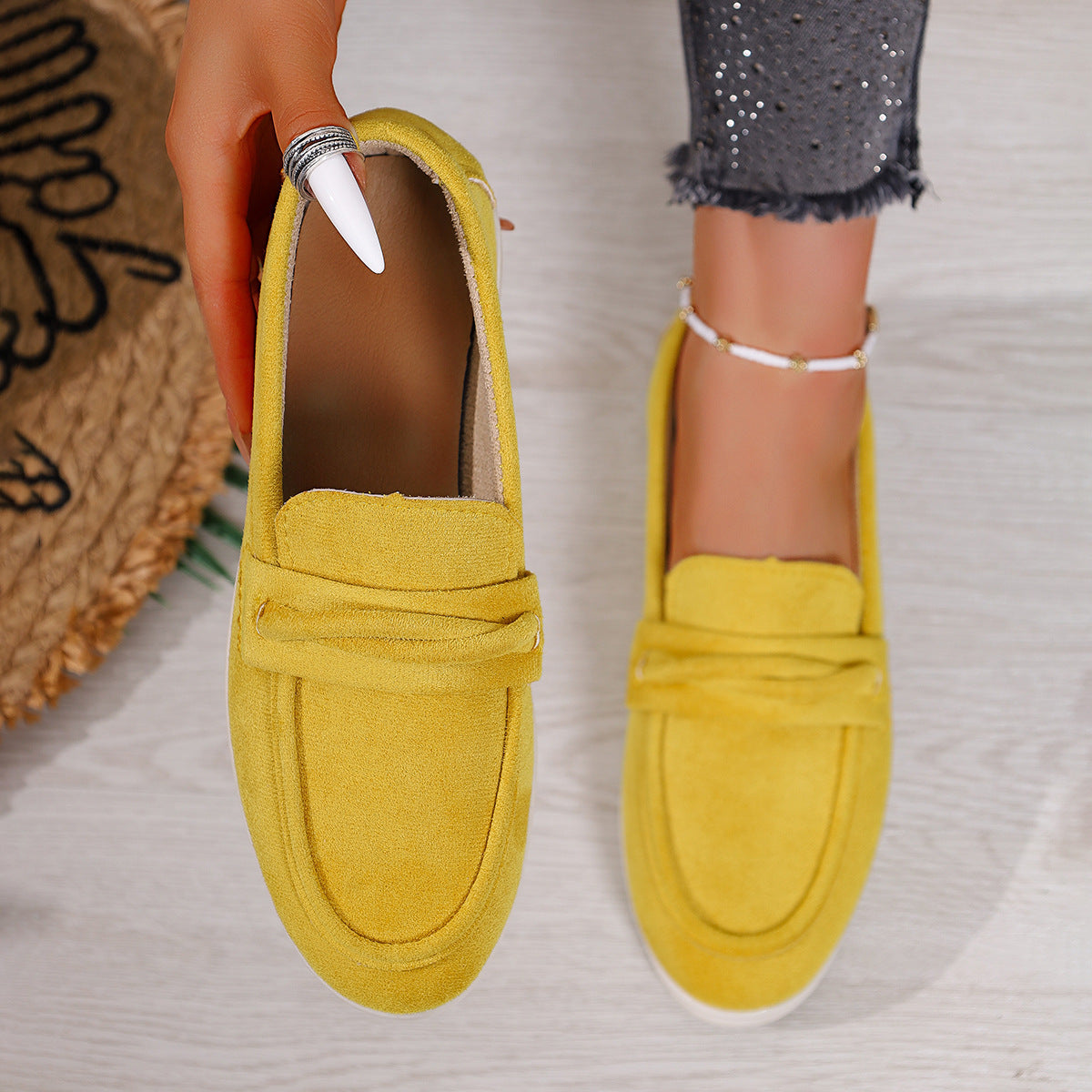 Damen Mokassins mit weichem Kunstleder und elastischem Riemendesign R&B
