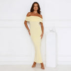 Damen Elegantes Maxikleid mit Off-Shoulder Schnitt und figurbetonter Passform R&B