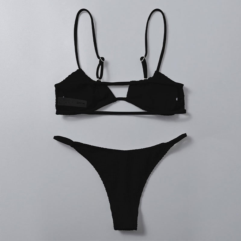 Damen Bikiniset mit trendiger Rippstruktur und verstellbaren Trägern