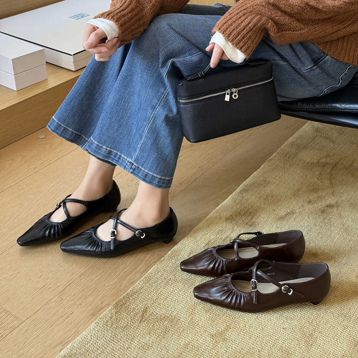 Damen Elegante Mary Jane Ballerinas mit schimmerndem Riemchen und komfortabel gepolsterter Innensohle R&B