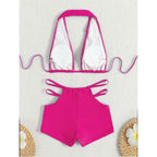 Damen Sport-Bikini mit hohem Bund und verstellbaren Trägern