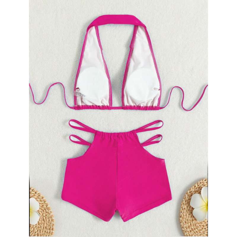 Damen Sport-Bikini mit hohem Bund und verstellbaren Trägern