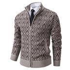 Herren modische Strickjacke mit grafischem Zipper-Design