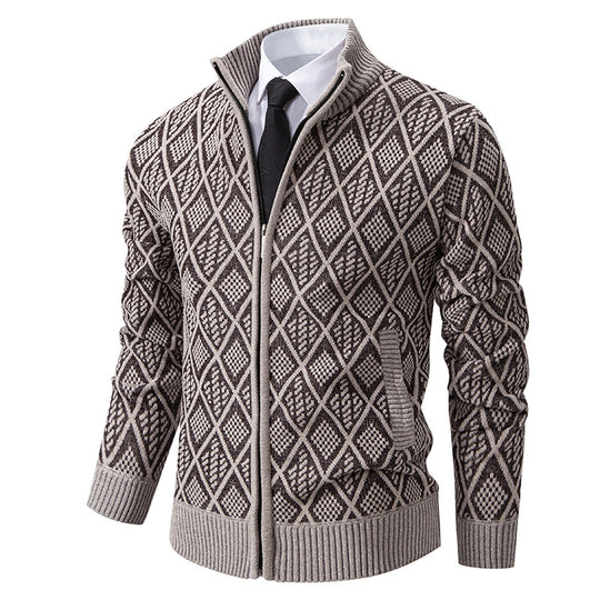Herren modische Strickjacke mit grafischem Zipper-Design R&B