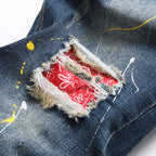Herren kreative Ripped Jeans mit einzigartigen Farbklecksen R&B