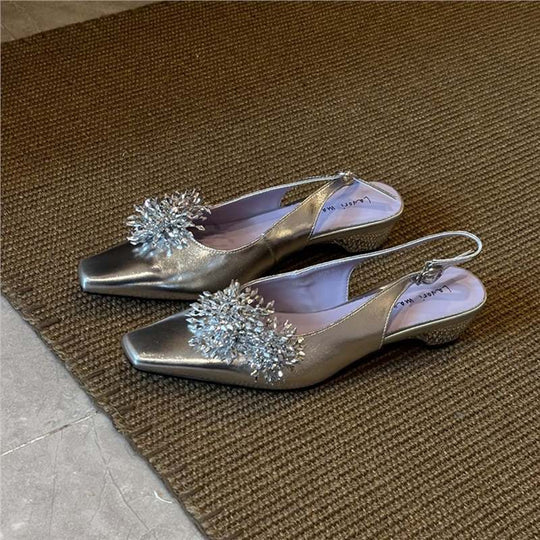 Damen Slingback Pumps mit funkelnden Kristallen R&B