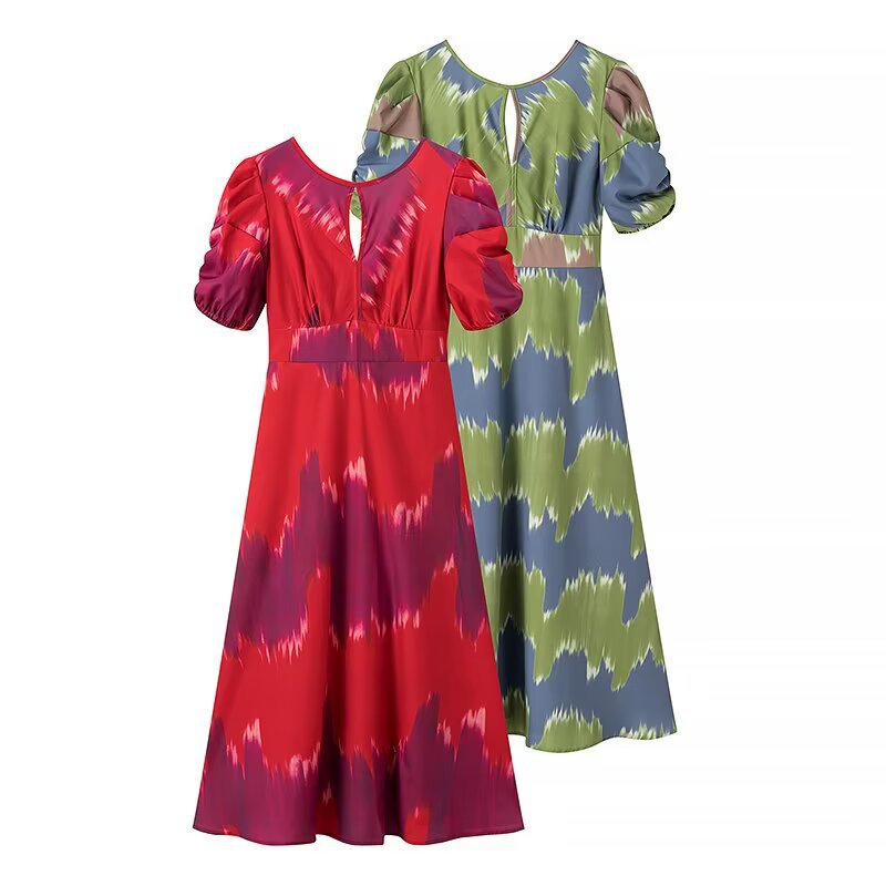 Damen Sommerkleid mit buntem Stickdesign und lockerem Schnitt R&B