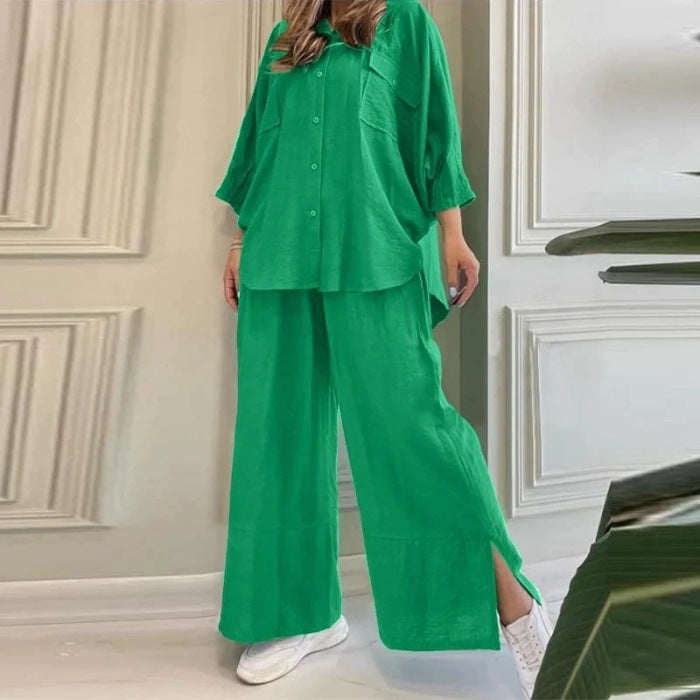 Damen lässiges und luftiges Oberteil mit weitem Hosenanzug R&B